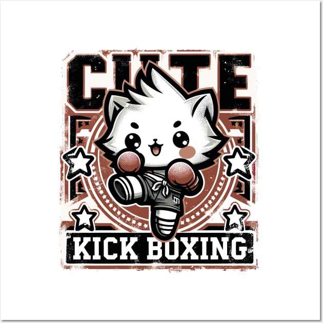 Cute Kitten Kickboxing Wall Art by Cutetopia